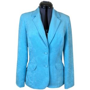 Vintage 1970s 1980s Faux Suede Baby Blue Blazer Jacket coat 70s 80s S Small 4 6